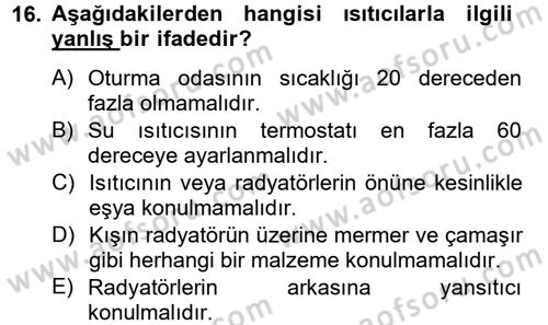 Tüketim Bilinci ve Bilinçli Tüketici Dersi 2014 - 2015 Yılı Tek Ders Sınav Soruları 16. Soru