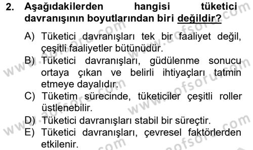Tüketim Bilinci ve Bilinçli Tüketici Dersi 2014 - 2015 Yılı Tek Ders Sınav Soruları 2. Soru