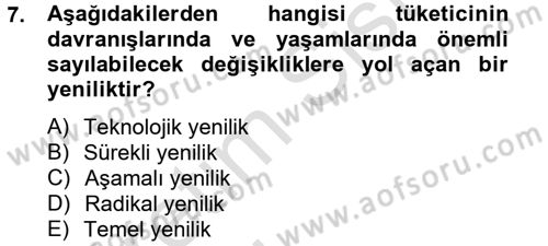 Tüketim Bilinci ve Bilinçli Tüketici Dersi 2014 - 2015 Yılı Tek Ders Sınav Soruları 7. Soru