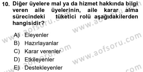 Tüketim Bilinci ve Bilinçli Tüketici Dersi 2015 - 2016 Yılı (Vize) Ara Sınav Soruları 10. Soru