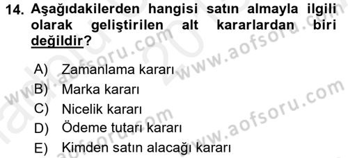 Tüketim Bilinci ve Bilinçli Tüketici Dersi 2015 - 2016 Yılı (Vize) Ara Sınav Soruları 14. Soru