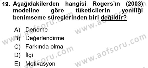 Tüketim Bilinci ve Bilinçli Tüketici Dersi 2015 - 2016 Yılı (Vize) Ara Sınav Soruları 19. Soru