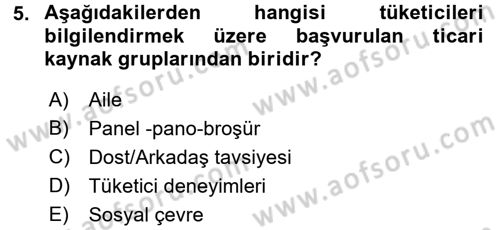Tüketim Bilinci ve Bilinçli Tüketici Dersi 2015 - 2016 Yılı (Final) Dönem Sonu Sınav Soruları 5. Soru