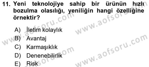 Tüketim Bilinci ve Bilinçli Tüketici Dersi 2016 - 2017 Yılı (Vize) Ara Sınav Soruları 11. Soru