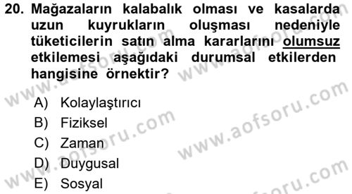 Tüketim Bilinci ve Bilinçli Tüketici Dersi 2016 - 2017 Yılı (Vize) Ara Sınav Soruları 20. Soru