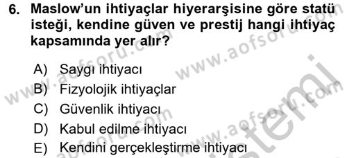 Tüketim Bilinci ve Bilinçli Tüketici Dersi 2016 - 2017 Yılı (Vize) Ara Sınav Soruları 6. Soru
