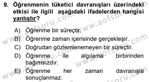 Tüketim Bilinci ve Bilinçli Tüketici Dersi 2016 - 2017 Yılı (Vize) Ara Sınavı 9. Soru