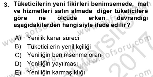 Tüketim Bilinci ve Bilinçli Tüketici Dersi 2016 - 2017 Yılı (Final) Dönem Sonu Sınav Soruları 3. Soru