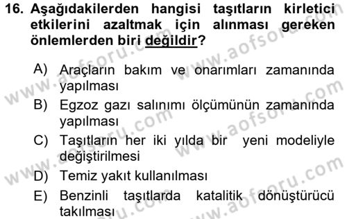 Tüketim Bilinci ve Bilinçli Tüketici Dersi 2017 - 2018 Yılı 3 Ders Sınav Soruları 16. Soru