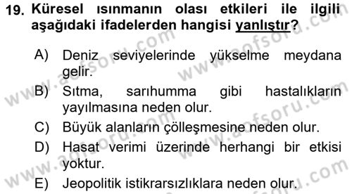 Tüketim Bilinci ve Bilinçli Tüketici Dersi 2017 - 2018 Yılı 3 Ders Sınav Soruları 19. Soru