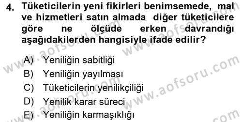 Tüketim Bilinci ve Bilinçli Tüketici Dersi 2017 - 2018 Yılı 3 Ders Sınav Soruları 4. Soru