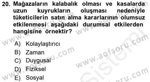 Tüketim Bilinci ve Bilinçli Tüketici Dersi 2017 - 2018 Yılı (Vize) Ara Sınav Soruları 20. Soru