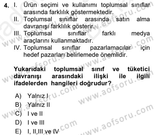 Tüketim Bilinci ve Bilinçli Tüketici Dersi 2017 - 2018 Yılı (Vize) Ara Sınav Soruları 4. Soru