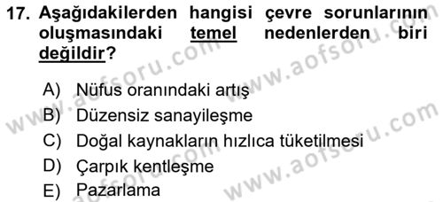 Tüketim Bilinci ve Bilinçli Tüketici Dersi 2018 - 2019 Yılı 3 Ders Sınav Soruları 17. Soru