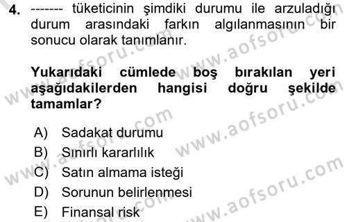 Tüketim Bilinci ve Bilinçli Tüketici Dersi 2018 - 2019 Yılı 3 Ders Sınav Soruları 4. Soru