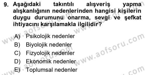 Tüketim Bilinci ve Bilinçli Tüketici Dersi 2018 - 2019 Yılı 3 Ders Sınav Soruları 9. Soru