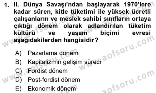 Tüketim Bilinci ve Bilinçli Tüketici Dersi 2018 - 2019 Yılı (Vize) Ara Sınav Soruları 1. Soru