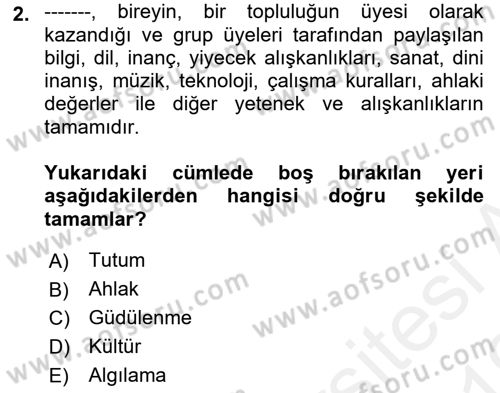 Tüketim Bilinci ve Bilinçli Tüketici Dersi 2018 - 2019 Yılı (Vize) Ara Sınav Soruları 2. Soru