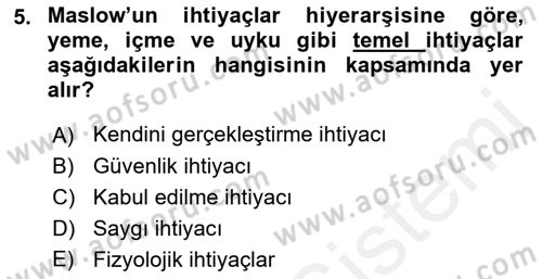 Tüketim Bilinci ve Bilinçli Tüketici Dersi 2018 - 2019 Yılı (Vize) Ara Sınav Soruları 5. Soru