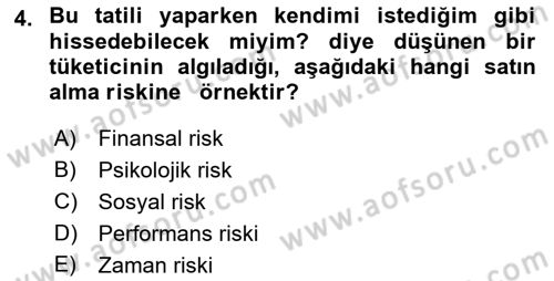Tüketim Bilinci ve Bilinçli Tüketici Dersi 2018 - 2019 Yılı (Final) Dönem Sonu Sınav Soruları 4. Soru