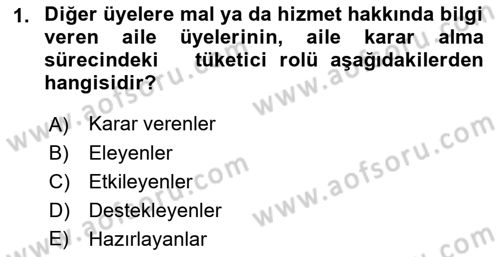 Tüketim Bilinci ve Bilinçli Tüketici Dersi 2018 - 2019 Yılı Yaz Okulu Sınav Soruları 1. Soru