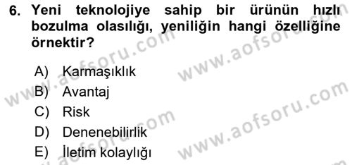 Tüketim Bilinci ve Bilinçli Tüketici Dersi 2018 - 2019 Yılı Yaz Okulu Sınav Soruları 6. Soru