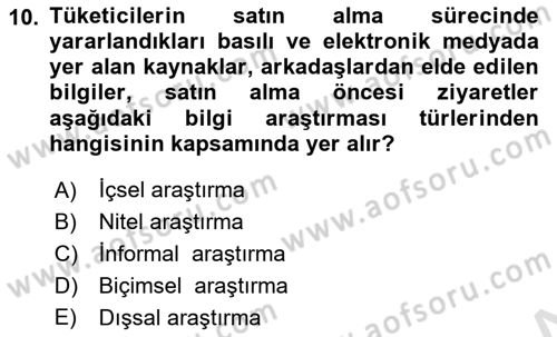 Tüketim Bilinci ve Bilinçli Tüketici Dersi 2020 - 2021 Yılı Yaz Okulu Sınav Soruları 10. Soru