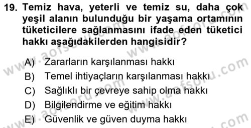 Tüketim Bilinci ve Bilinçli Tüketici Dersi 2020 - 2021 Yılı Yaz Okulu Sınav Soruları 19. Soru