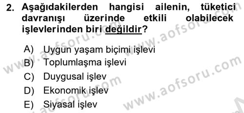 Tüketim Bilinci ve Bilinçli Tüketici Dersi 2020 - 2021 Yılı Yaz Okulu Sınav Soruları 2. Soru