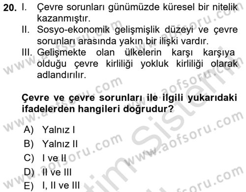 Tüketim Bilinci ve Bilinçli Tüketici Dersi 2020 - 2021 Yılı Yaz Okulu Sınav Soruları 20. Soru