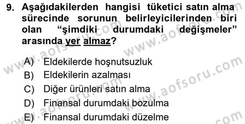 Tüketim Bilinci ve Bilinçli Tüketici Dersi 2020 - 2021 Yılı Yaz Okulu Sınav Soruları 9. Soru