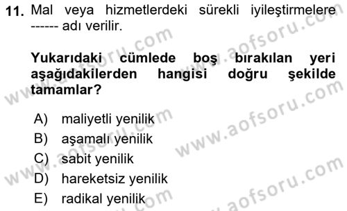 Tüketim Bilinci ve Bilinçli Tüketici Dersi 2021 - 2022 Yılı (Vize) Ara Sınav Soruları 11. Soru