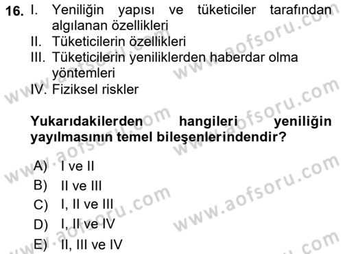 Tüketim Bilinci ve Bilinçli Tüketici Dersi 2021 - 2022 Yılı (Vize) Ara Sınav Soruları 16. Soru