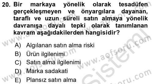 Tüketim Bilinci ve Bilinçli Tüketici Dersi 2021 - 2022 Yılı (Vize) Ara Sınav Soruları 20. Soru