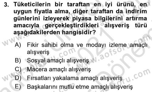 Tüketim Bilinci ve Bilinçli Tüketici Dersi 2021 - 2022 Yılı (Final) Dönem Sonu Sınav Soruları 3. Soru