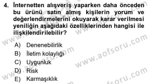 Tüketim Bilinci ve Bilinçli Tüketici Dersi 2021 - 2022 Yılı (Final) Dönem Sonu Sınav Soruları 4. Soru