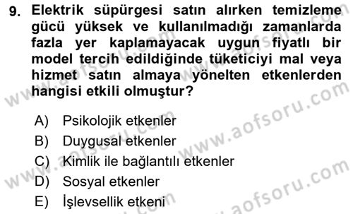 Tüketim Bilinci ve Bilinçli Tüketici Dersi 2021 - 2022 Yılı (Final) Dönem Sonu Sınav Soruları 9. Soru