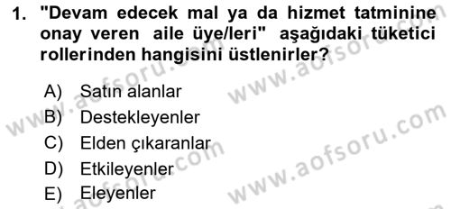 Tüketim Bilinci ve Bilinçli Tüketici Dersi 2021 - 2022 Yılı Yaz Okulu Sınav Soruları 1. Soru