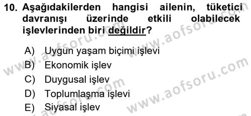 Tüketim Bilinci ve Bilinçli Tüketici Dersi 2021 - 2022 Yılı Yaz Okulu Sınav Soruları 10. Soru