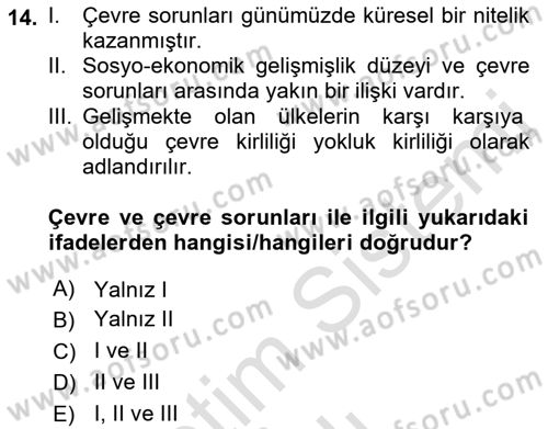 Tüketim Bilinci ve Bilinçli Tüketici Dersi 2021 - 2022 Yılı Yaz Okulu Sınav Soruları 14. Soru