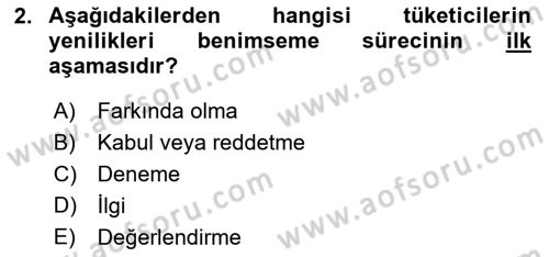 Tüketim Bilinci ve Bilinçli Tüketici Dersi 2021 - 2022 Yılı Yaz Okulu Sınav Soruları 2. Soru