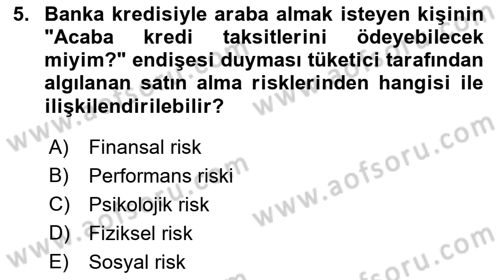 Tüketim Bilinci ve Bilinçli Tüketici Dersi 2021 - 2022 Yılı Yaz Okulu Sınav Soruları 5. Soru