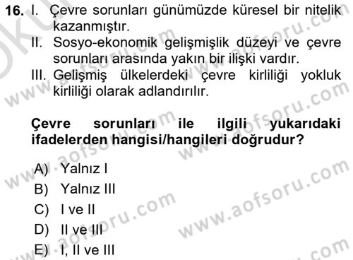 Tüketim Bilinci ve Bilinçli Tüketici Dersi 2022 - 2023 Yılı Yaz Okulu Sınav Soruları 16. Soru