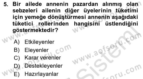 Tüketim Bilinci ve Bilinçli Tüketici Dersi 2022 - 2023 Yılı Yaz Okulu Sınav Soruları 5. Soru