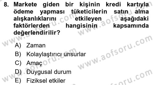 Tüketim Bilinci ve Bilinçli Tüketici Dersi 2022 - 2023 Yılı Yaz Okulu Sınav Soruları 8. Soru