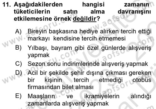 Tüketim Bilinci ve Bilinçli Tüketici Dersi 2023 - 2024 Yılı (Vize) Ara Sınav Soruları 11. Soru
