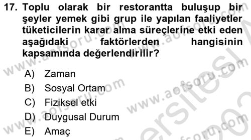 Tüketim Bilinci ve Bilinçli Tüketici Dersi 2023 - 2024 Yılı (Vize) Ara Sınav Soruları 17. Soru