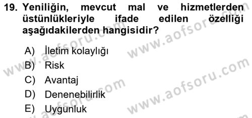 Tüketim Bilinci ve Bilinçli Tüketici Dersi 2023 - 2024 Yılı (Vize) Ara Sınav Soruları 19. Soru