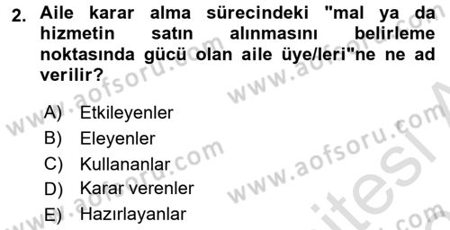 Tüketim Bilinci ve Bilinçli Tüketici Dersi 2023 - 2024 Yılı (Vize) Ara Sınav Soruları 2. Soru