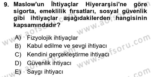 Tüketim Bilinci ve Bilinçli Tüketici Dersi 2023 - 2024 Yılı (Vize) Ara Sınav Soruları 9. Soru